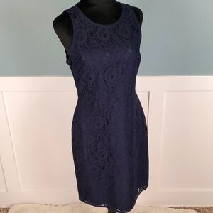 J Crew Classy Navy Blue Sleeveless Lace Dress 6